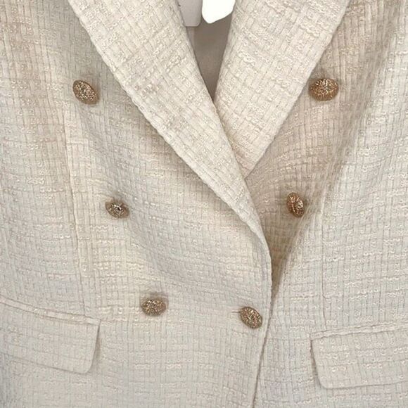 Line and Dot Women’s Avery Double-Breasted Lapel Lined Blazer Jacket Ivory Large - Picture 5 of 12
